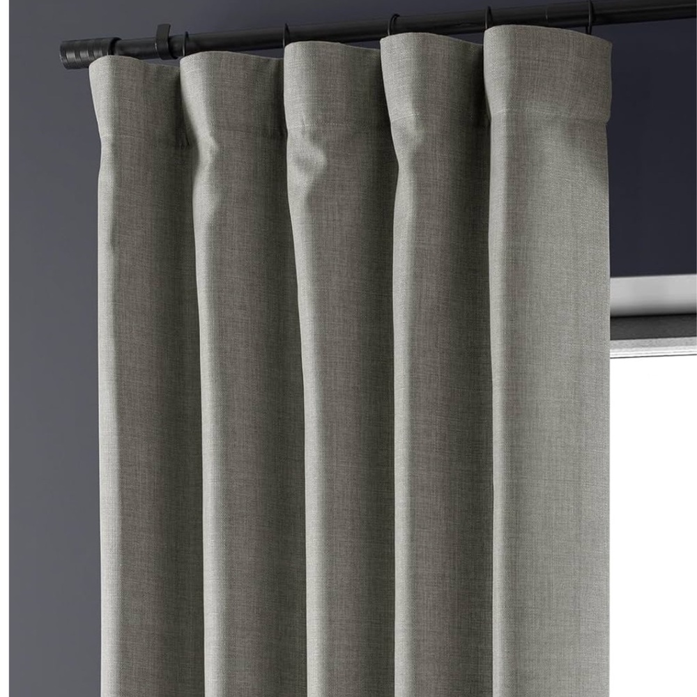 HPD Faux Linen Room Darkening Curtains taupe grey 
 - Set of 2 Panels 50W x 108L